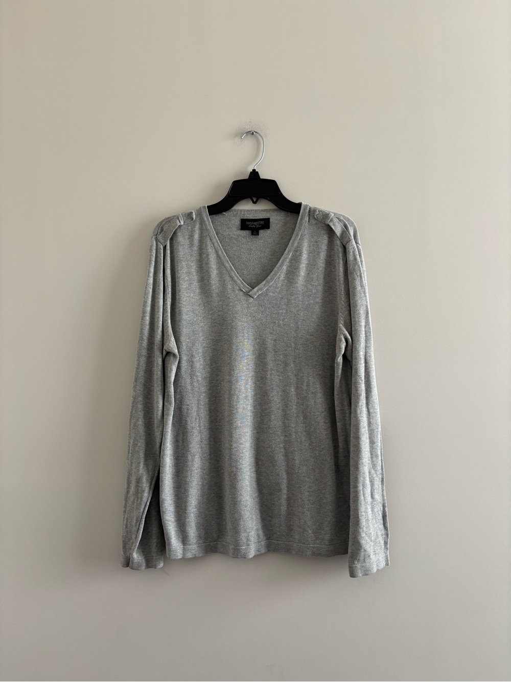 Y2K Heritage 1981 Sweater Gray V-Neck Pullover Distressed Cotton Mens L Preppy